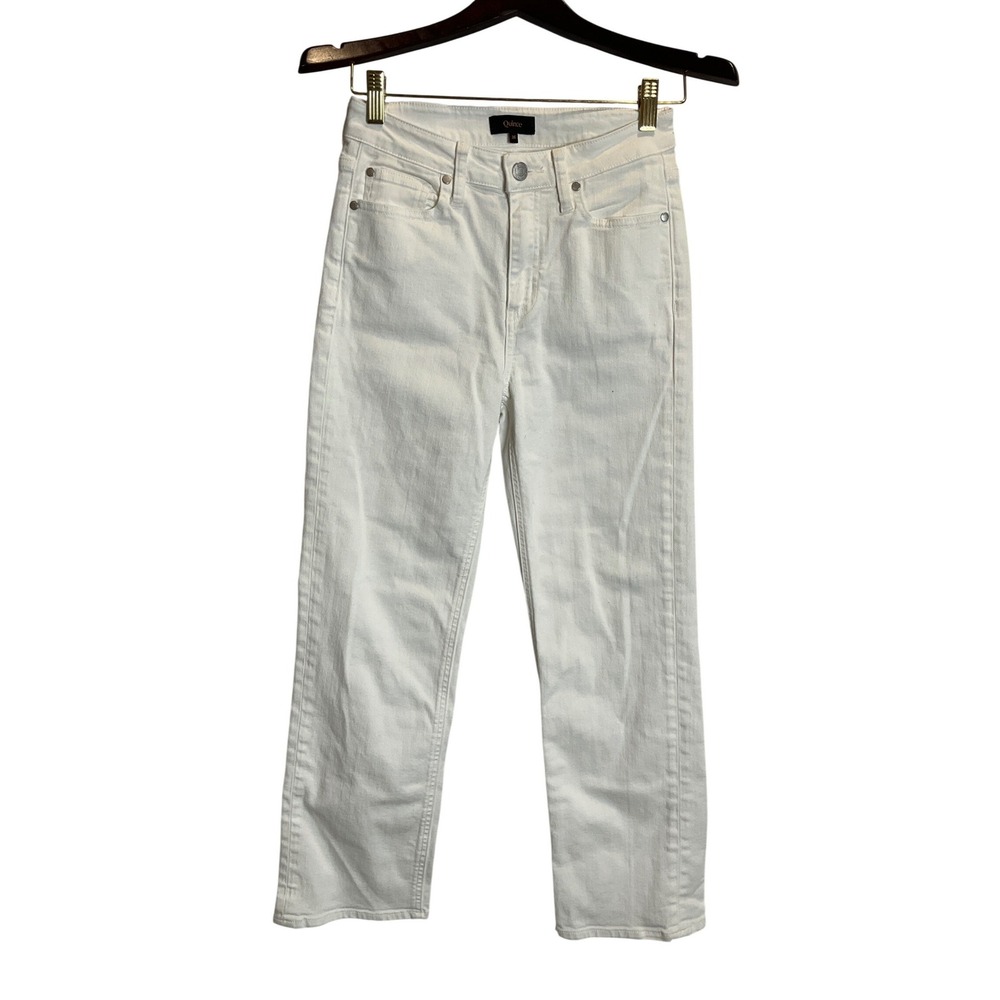 Quince Bella Jeans High Wasted Stretch Straight Cloud White Denim Summer 26 - Picture 2 of 6